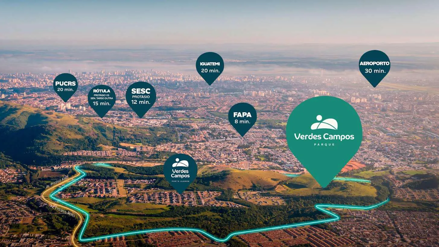 Localização do Verdes Campos Parque e pontos de referência próximos